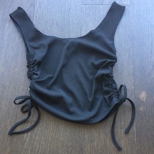 Monkl black tank with adjustable runched sides